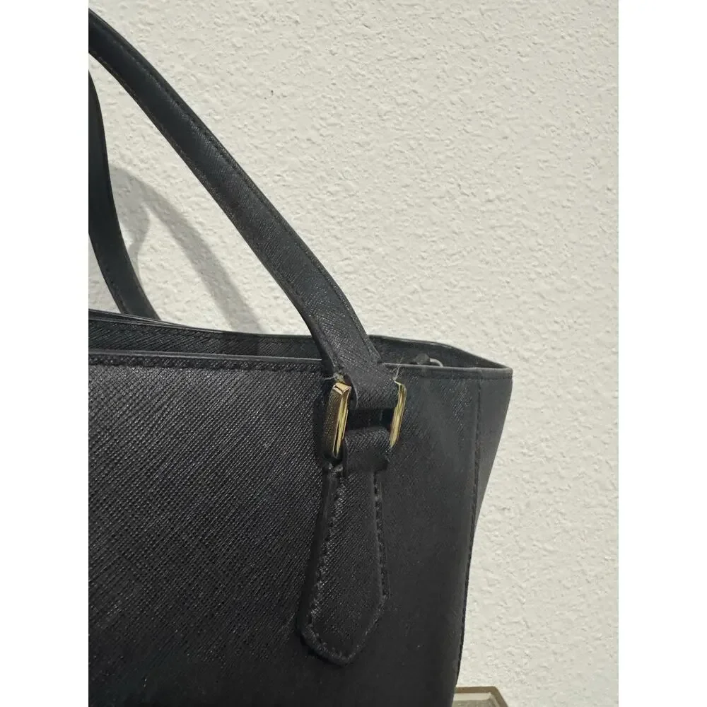 Tory Burch Black Saffiano Leather Robinson Tote Satchel Purse Bag